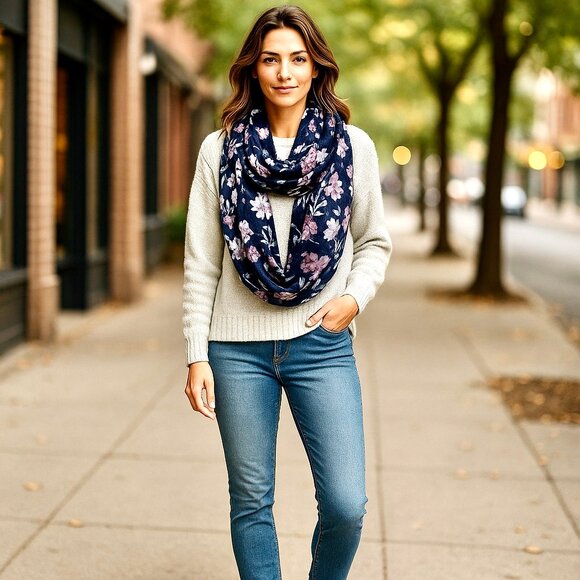 Croft & Barrow Knit 3/4 Sleeve Sweater + Detachable Scarf - Picture 1 of 11